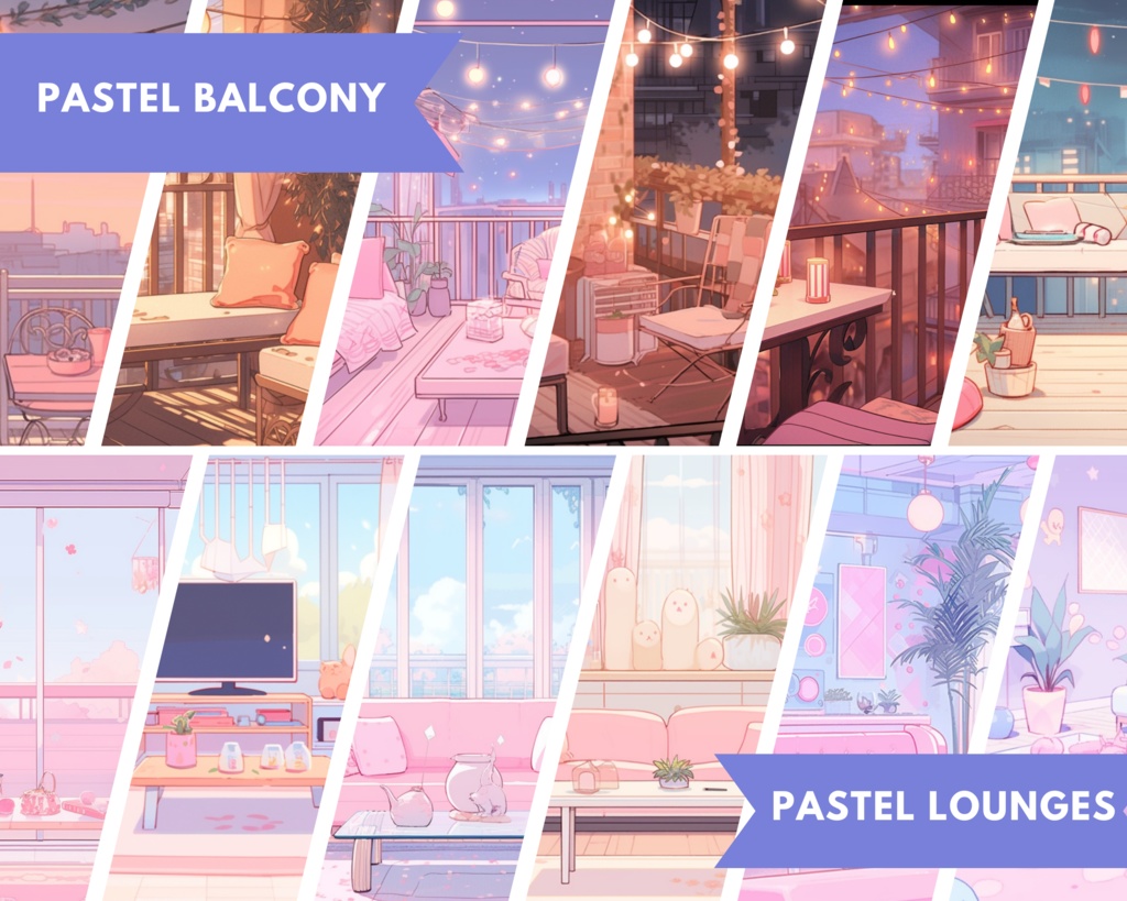 50+ パステル Vtuber 背景、Vtuber 背景、Lofi & アニメ、ストリーミング背景、仮想背景、Twitch 背景、ピンク パステル、