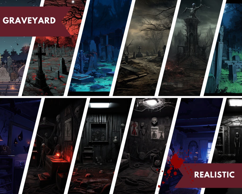 100以上のVtuberの背景、ハロウィンVtuberバンドル、ホラー背景、ストリーム背景、バーチャル背景、Twitch背景、Vtuberオーバーレイ