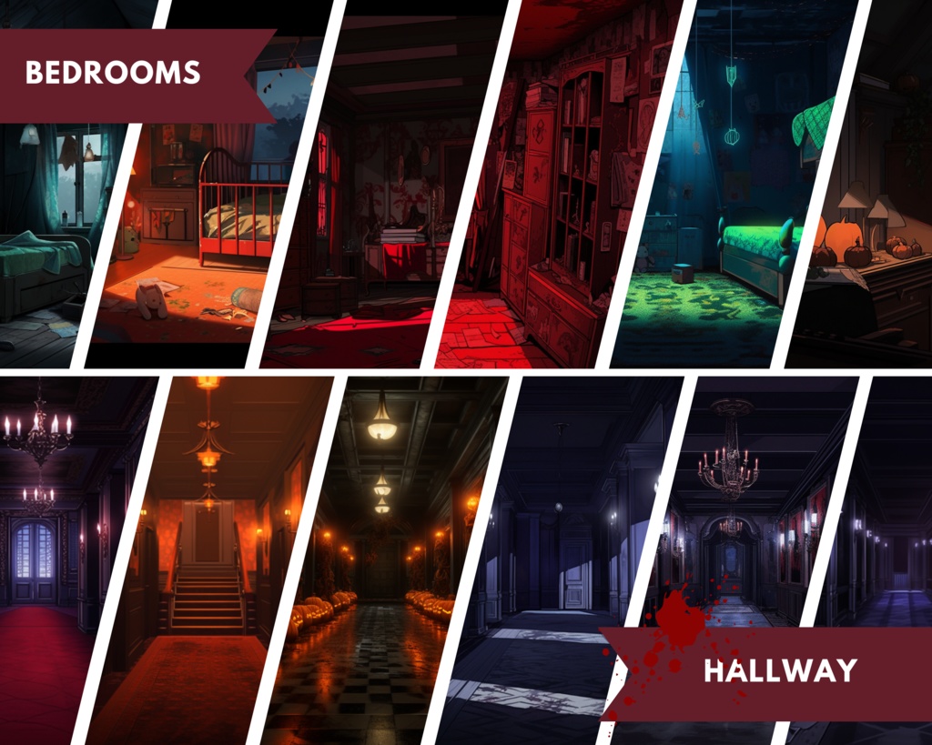 100以上のVtuberの背景、ハロウィンVtuberバンドル、ホラー背景、ストリーム背景、バーチャル背景、Twitch背景、Vtuberオーバーレイ