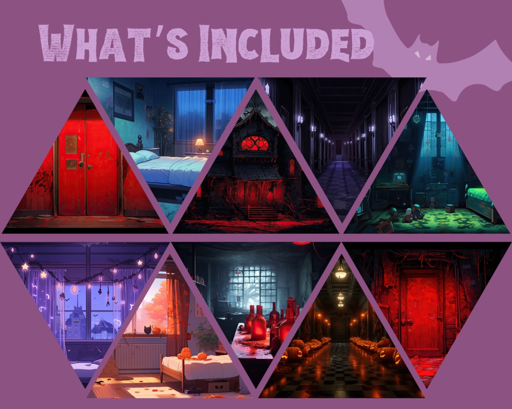 ハロウィンVtuberスターターパック! 10x Vtuber 背景 + 1x Vtuber ゲーミングチェア + 1x アニメーション背景、Vtuber アセット パック、居心地の良いオーバーレイ、Vtuber のコレクション