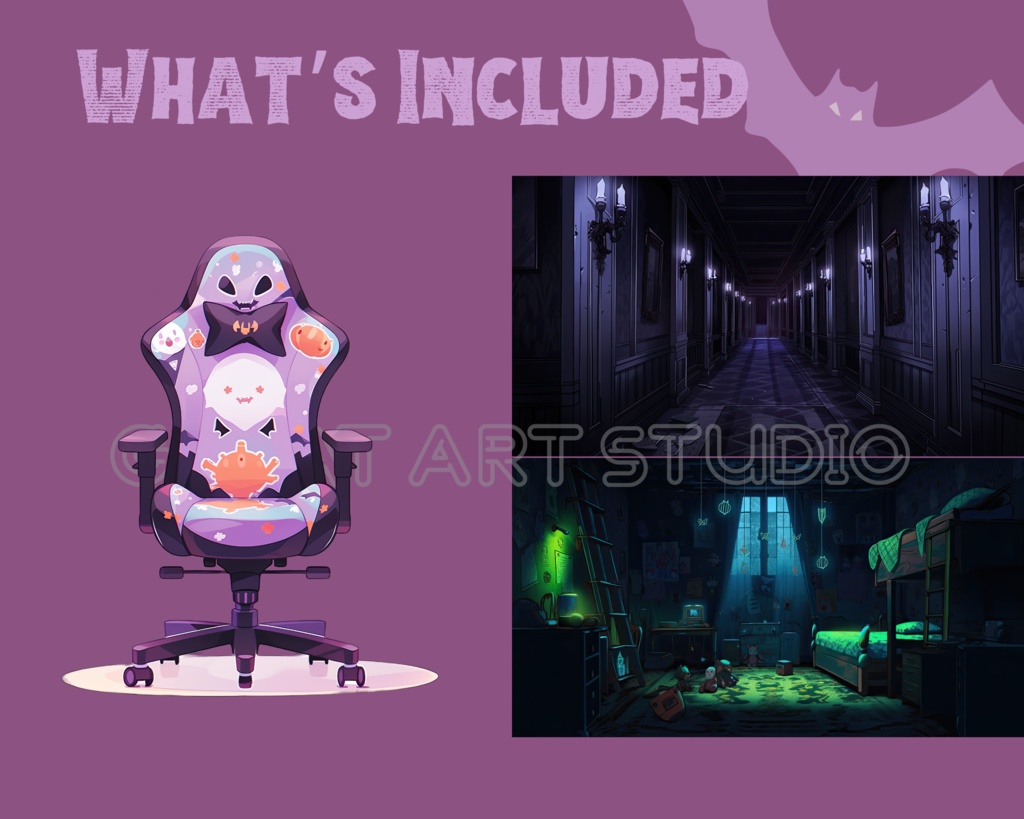 ハロウィンVtuberスターターパック! 10x Vtuber 背景 + 1x Vtuber ゲーミングチェア + 1x アニメーション背景、Vtuber アセット パック、居心地の良いオーバーレイ、Vtuber のコレクション