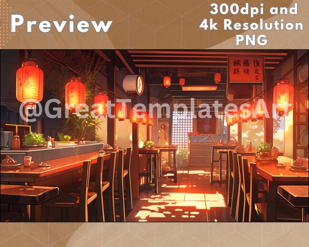50x レストランアニメ背景、Vtuber 背景、Lofi & アニメ、ストリーム背景、Twitch ストリーミング背景、Twitch 背景、Vtuber アセット