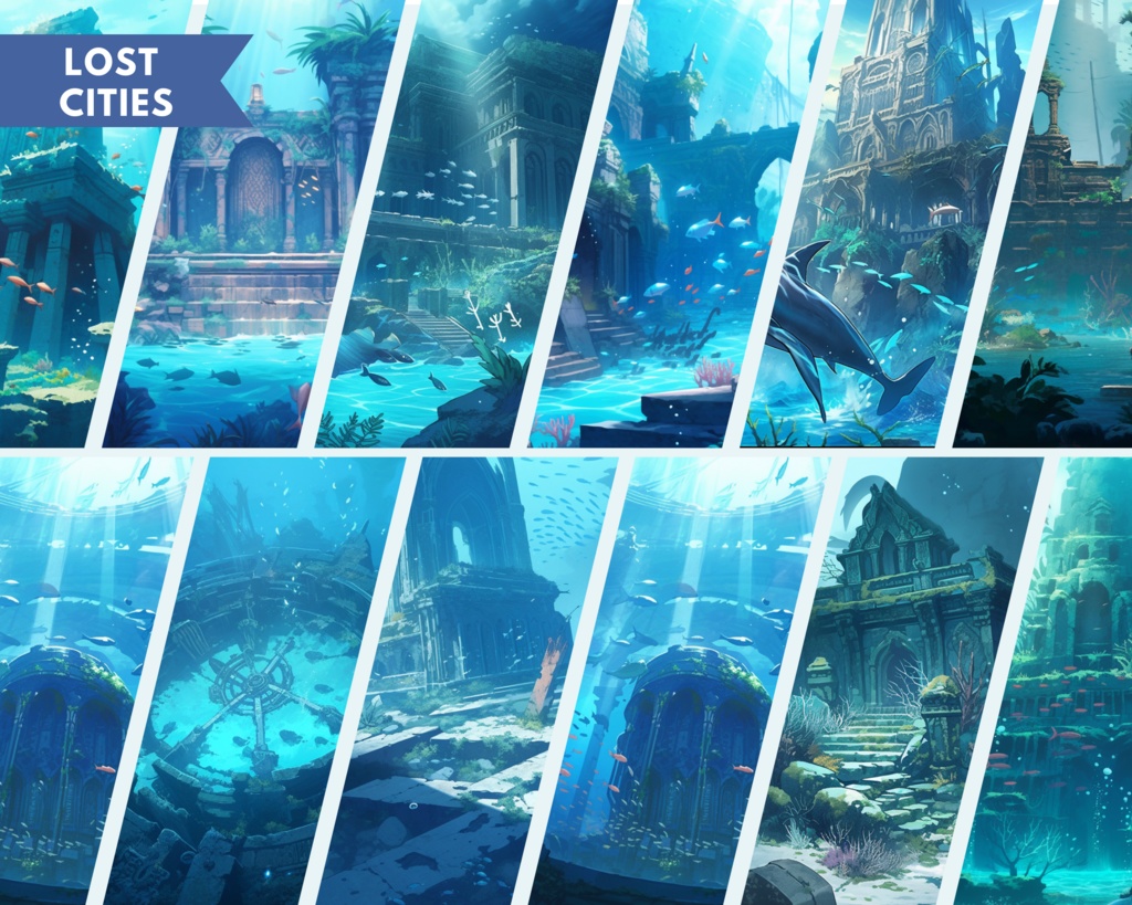 60+ 水中 Vtuber 背景、Twitch ストリーミング背景、アニメ背景、Lofi & アニメ、ストリーム背景、仮想背景、Twitch 背景、Vtuber アセット