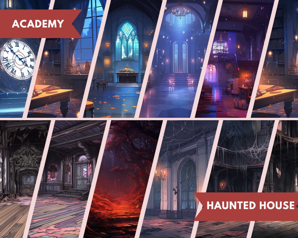 50+ 不気味な Vtuber 背景、twitch ストリーミング背景、アニメ背景、Lofi & アニメ、ストリーム背景、仮想背景、Twitch 背景、Vtuber アセット