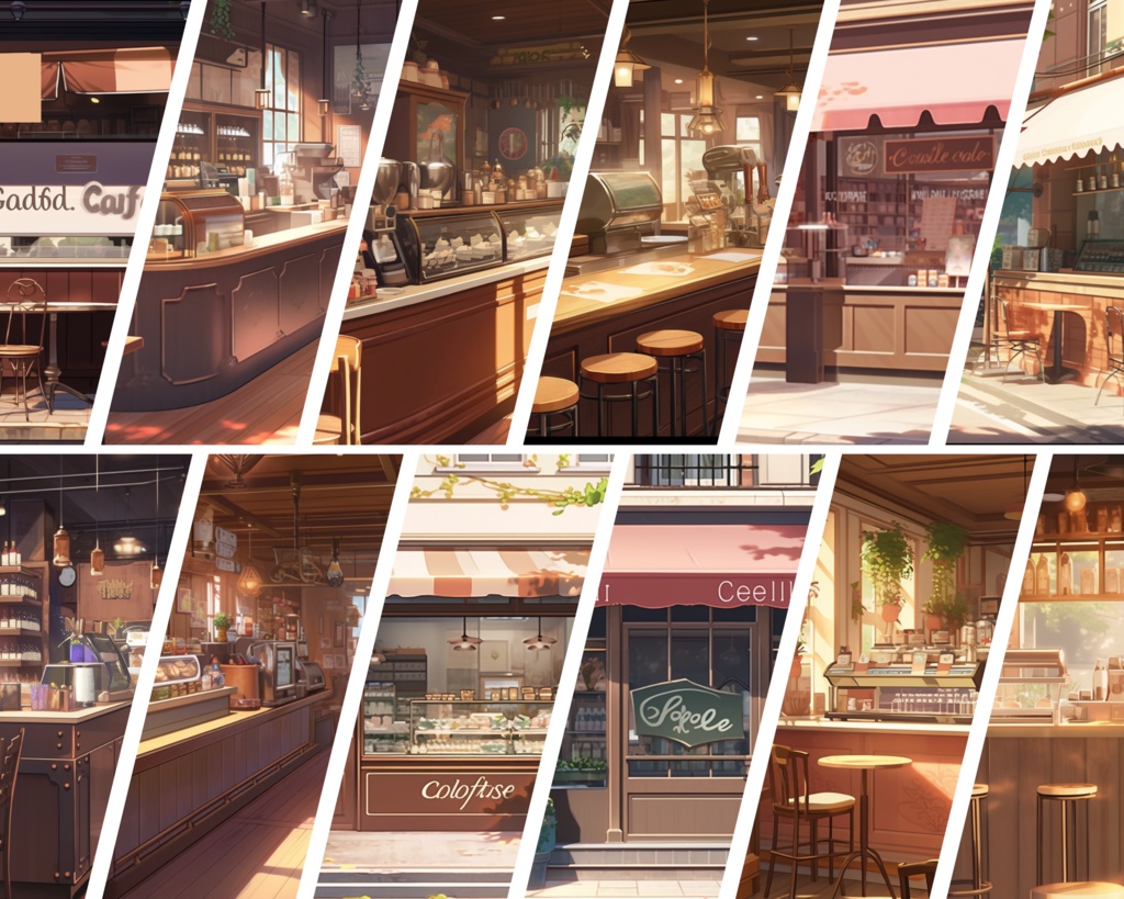 50+ コーヒーショップ Vtuber 背景、twitch ストリーミング背景、Vtuber 背景、Lofi & アニメ、ストリーム背景、Vtuber アセット