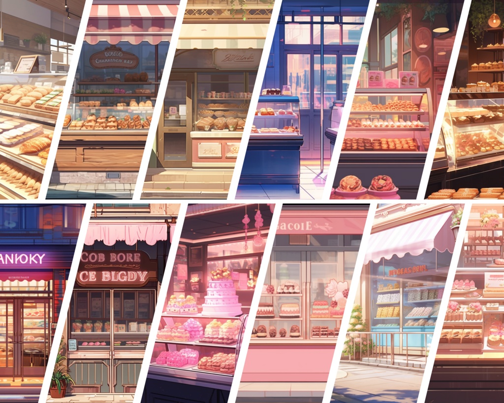 50+ ベーカリー Vtuber 背景、twitch ストリーミング背景、Vtuber 背景、Lofi & アニメ、ストリーム背景、Twitch アセット