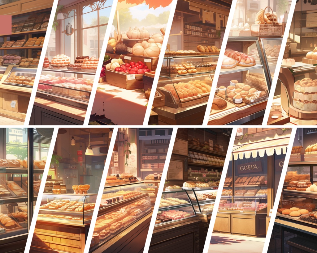50+ ベーカリー Vtuber 背景、twitch ストリーミング背景、Vtuber 背景、Lofi & アニメ、ストリーム背景、Twitch アセット