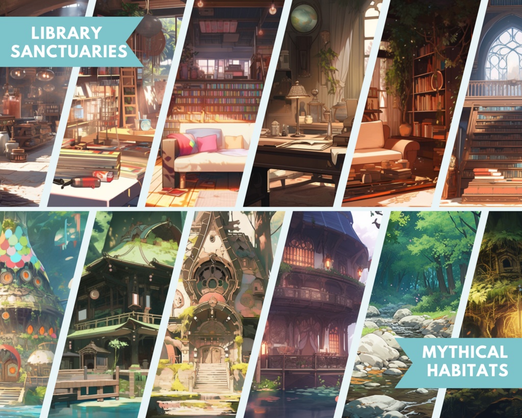 70x ファンタジー Vtuber 背景、twitch ストリーミング背景、アニメ背景、Lofi & Anime、ストリーム背景、仮想背景、Twitch アセット、