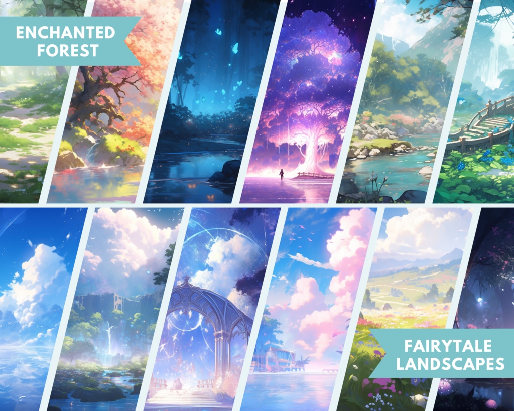 70x ファンタジー Vtuber 背景、twitch ストリーミング背景、アニメ背景、Lofi & Anime、ストリーム背景、仮想背景、Twitch アセット、