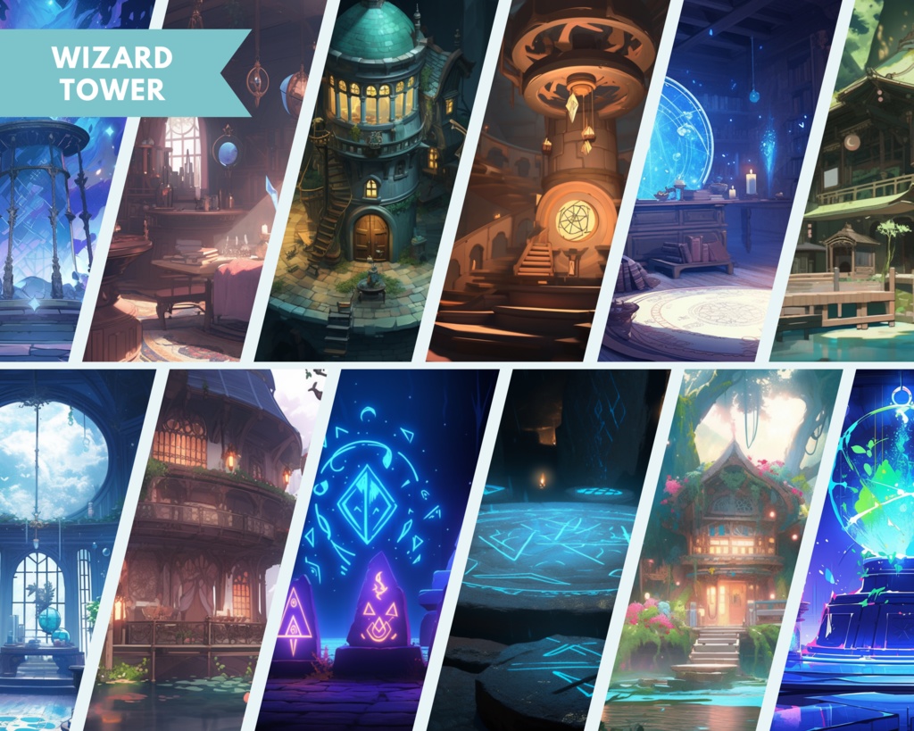 70x ファンタジー Vtuber 背景、twitch ストリーミング背景、アニメ背景、Lofi & Anime、ストリーム背景、仮想背景、Twitch アセット、