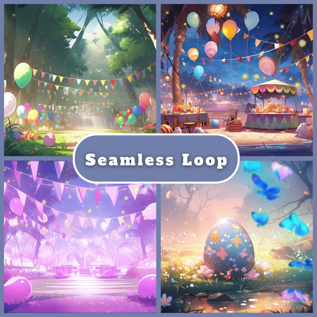 25倍のイースターアニメーション背景 Twitchストリーミング背景アセット VTuberアニメーション背景 Twitchゲーマー背景 ストリームアセット