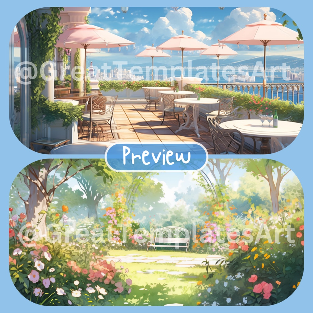 150x サマーシーズン背景、twitch ストリーミング背景、ストリーム アセット、Lofi 背景、Twitch アセット、VTuber アセット。