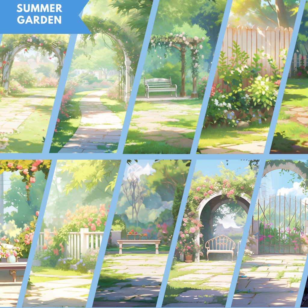 150x サマーシーズン背景、twitch ストリーミング背景、ストリーム アセット、Lofi 背景、Twitch アセット、VTuber アセット。