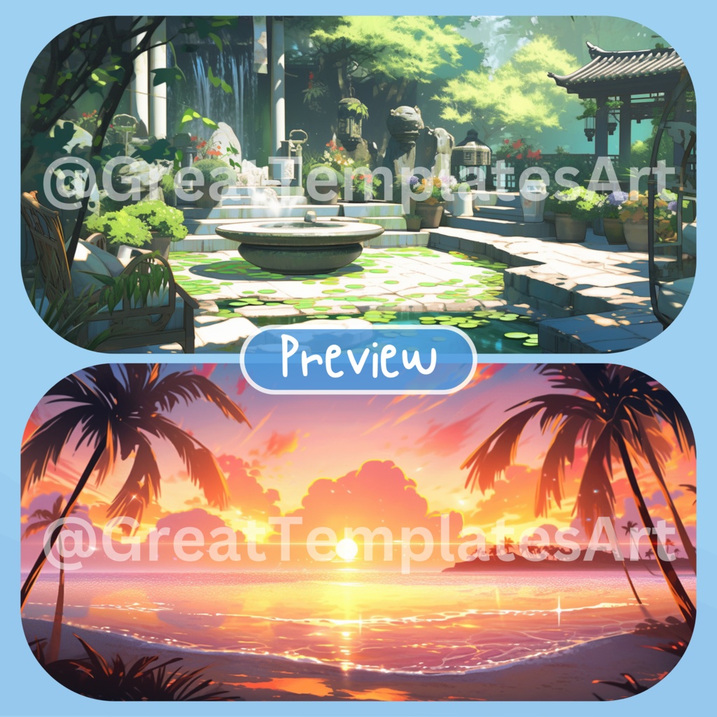 150x サマーシーズン背景、twitch ストリーミング背景、ストリーム アセット、Lofi 背景、Twitch アセット、VTuber アセット。