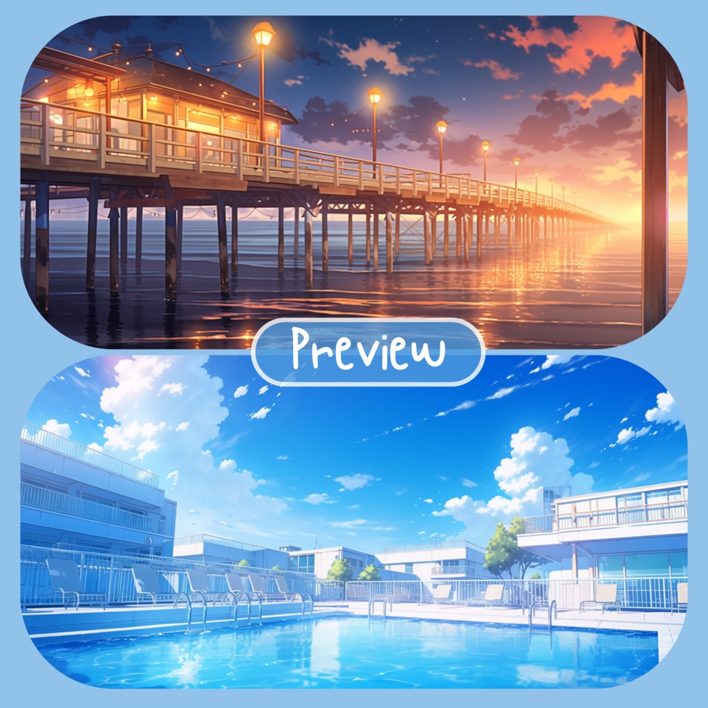 150x サマーシーズン背景、twitch ストリーミング背景、ストリーム アセット、Lofi 背景、Twitch アセット、VTuber アセット。