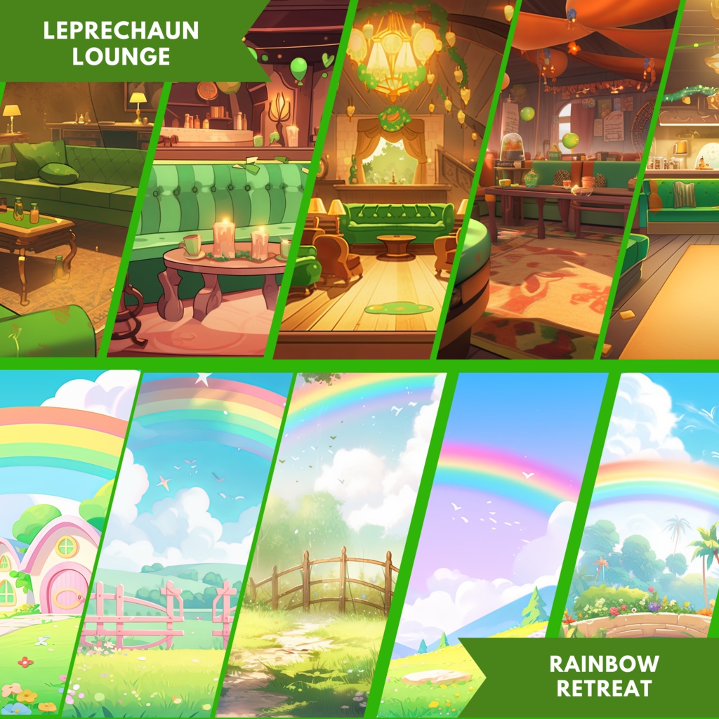 150x Patrick's Day 背景、Vtube 背景、Twitch ストリーミング背景、ストリーム アセット、Lofi 背景、Twitch アセット、Twitch アセット、