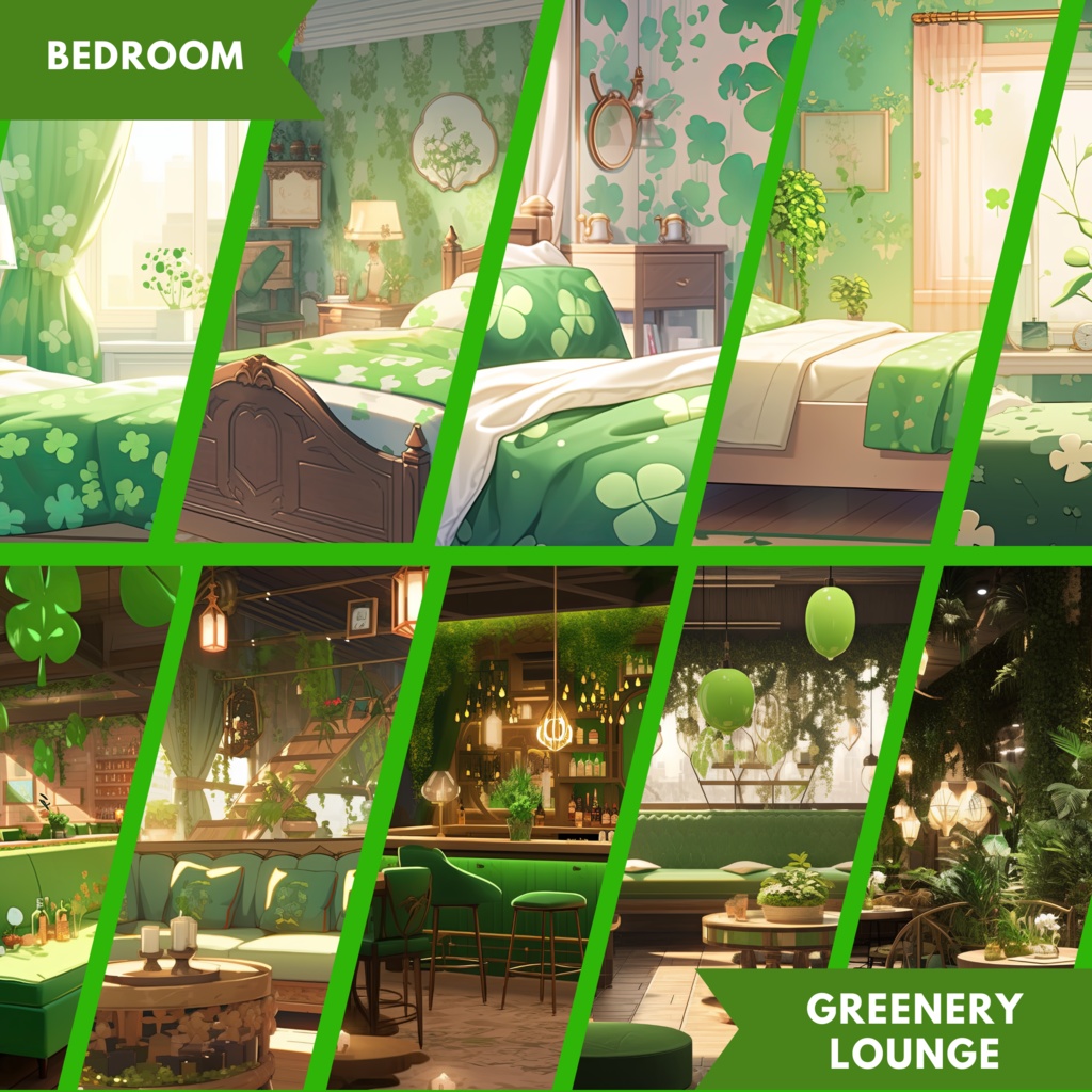 150x Patrick's Day 背景、Vtube 背景、Twitch ストリーミング背景、ストリーム アセット、Lofi 背景、Twitch アセット、Twitch アセット、