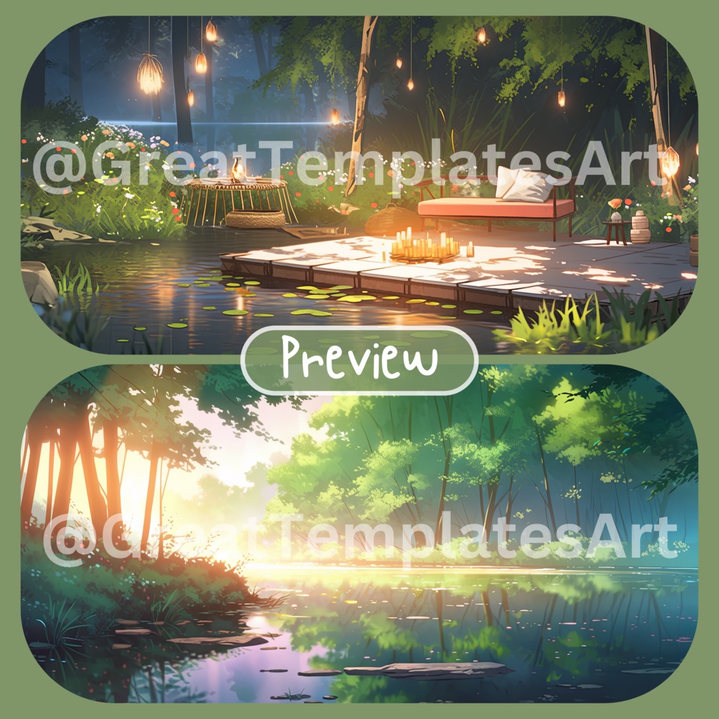 100x 真夏の VTuber 背景、Twitch ストリーミング背景、ストリーム アセット、Lofi 背景、Twitch アセット、VTuber アセット。