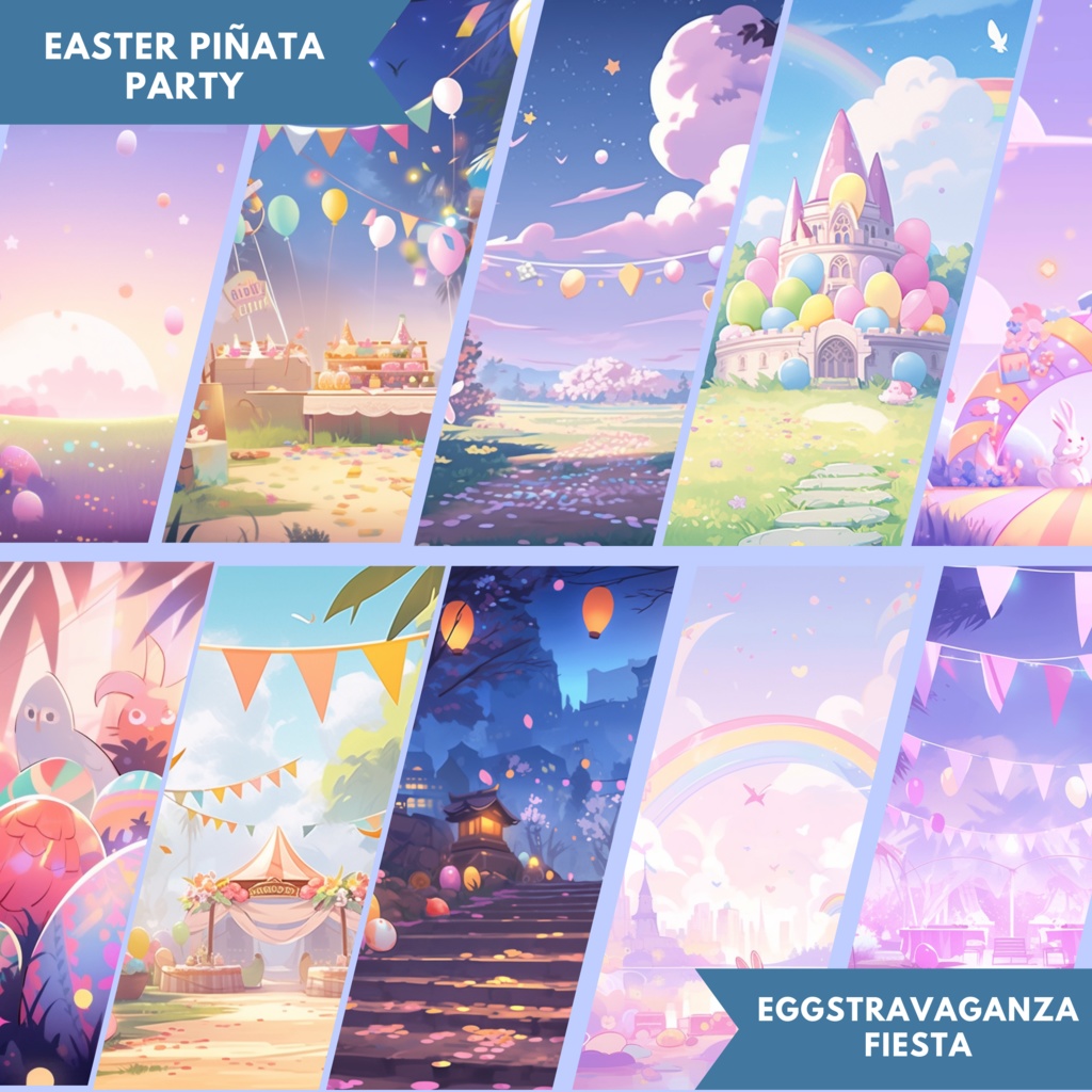 150x イースター VTuber 背景、Twitch ストリーミング背景、ストリーム アセット、Lofi 背景、Twitch アセット、VTuber アセット。