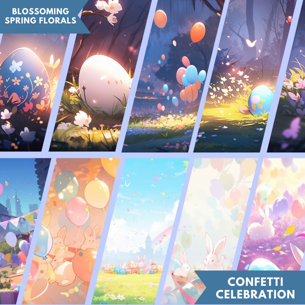 150x イースター VTuber 背景、Twitch ストリーミング背景、ストリーム アセット、Lofi 背景、Twitch アセット、VTuber アセット。