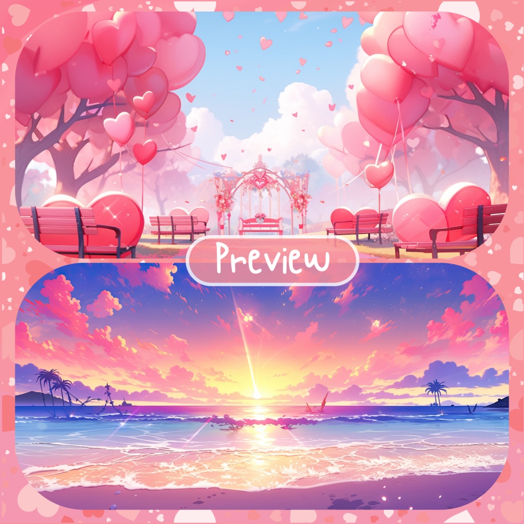 100x バレンタインデー VTuber 背景、twitch ストリーム背景、ストリーム アセット、Lofi 背景、ストリーム アセット、Twitch アセット、Vtuber Assets。