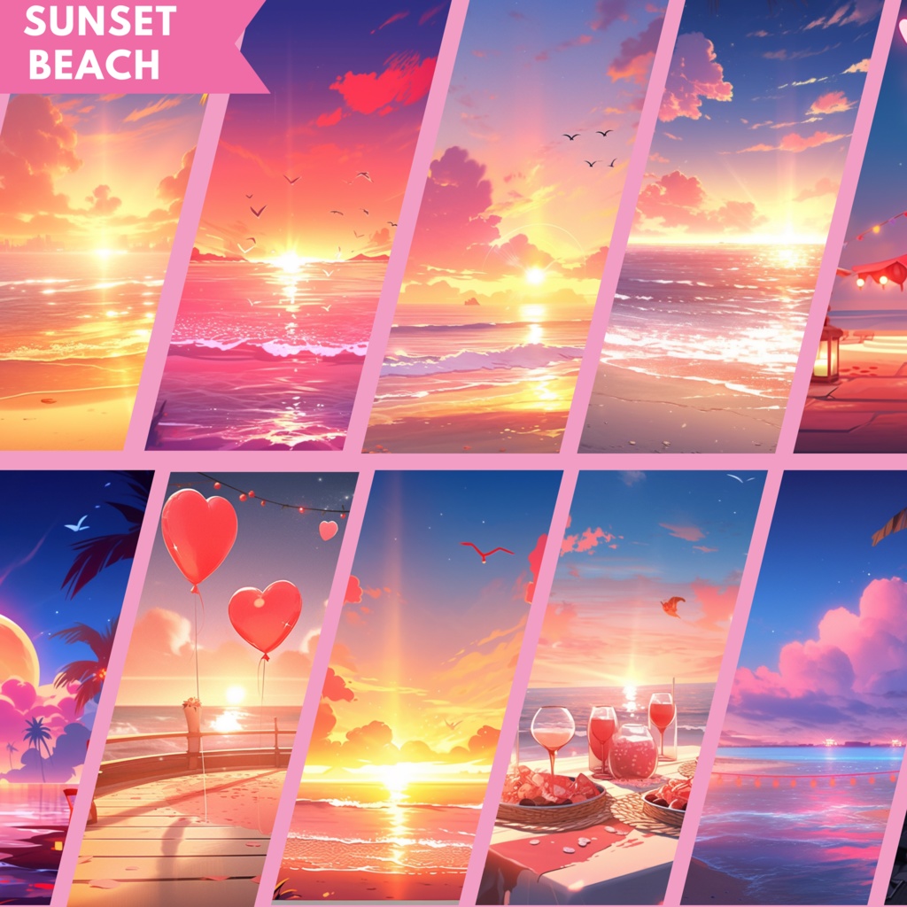 100x バレンタインデー VTuber 背景、twitch ストリーム背景、ストリーム アセット、Lofi 背景、ストリーム アセット、Twitch アセット、Vtuber Assets。