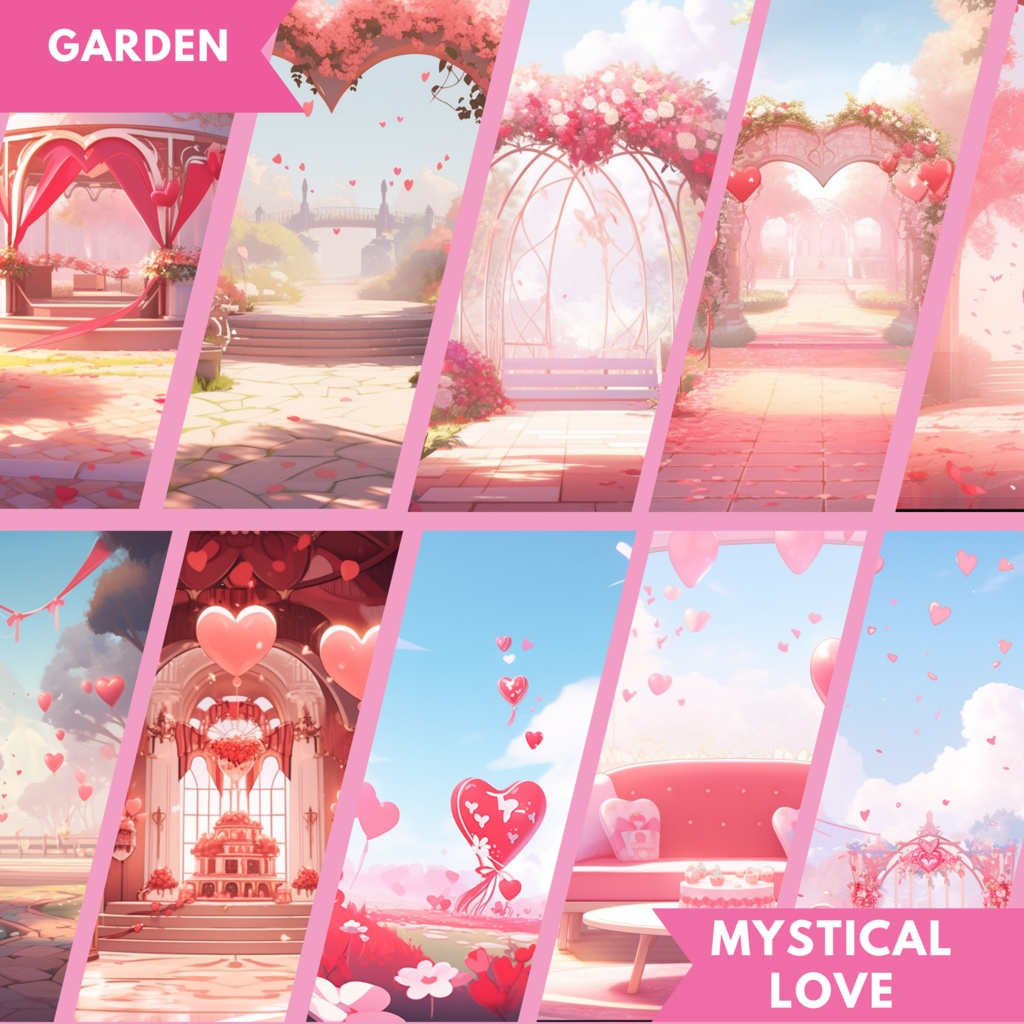 100x バレンタインデー VTuber 背景、twitch ストリーム背景、ストリーム アセット、Lofi 背景、ストリーム アセット、Twitch アセット、Vtuber Assets。