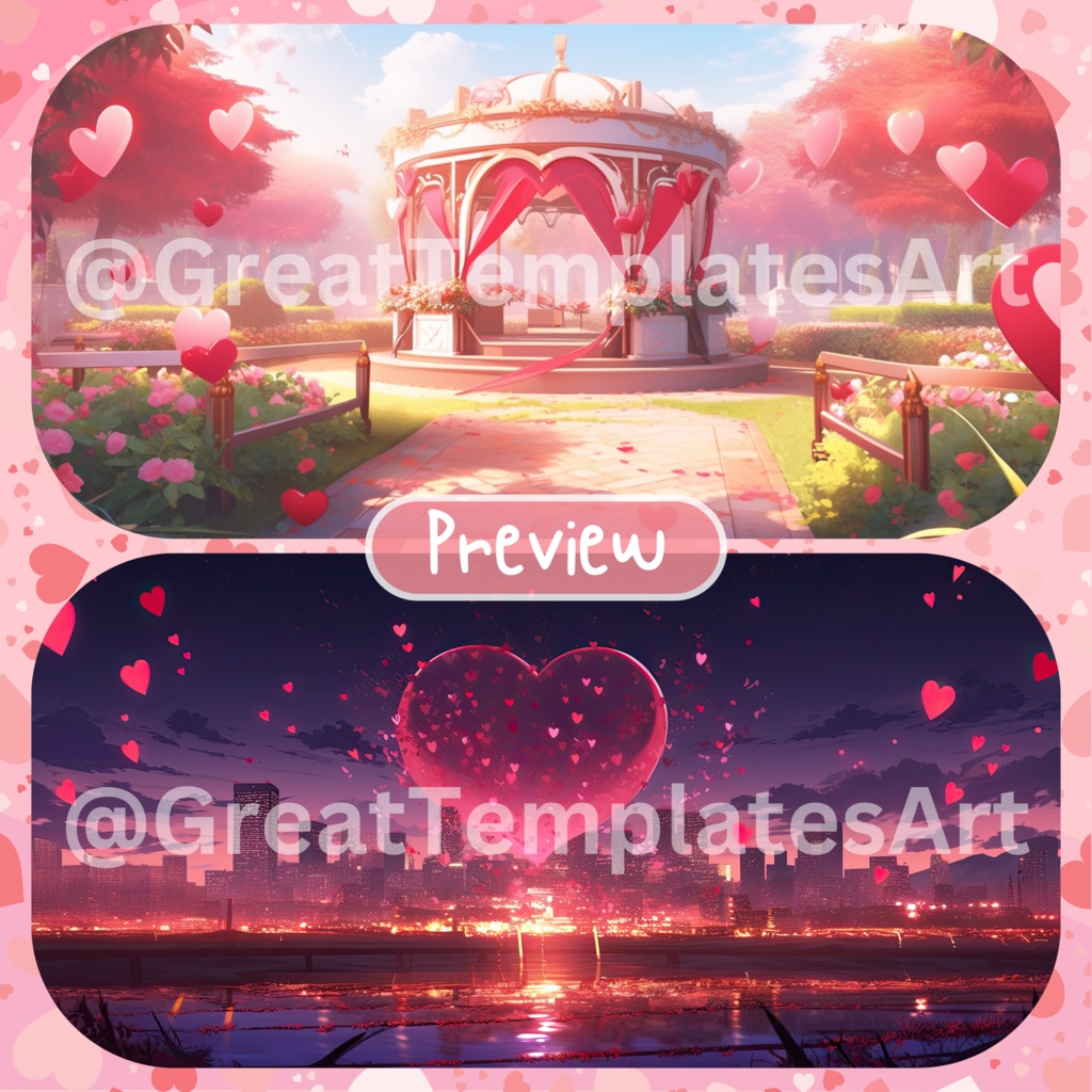 100x バレンタインデー VTuber 背景、twitch ストリーム背景、ストリーム アセット、Lofi 背景、ストリーム アセット、Twitch アセット、Vtuber Assets。