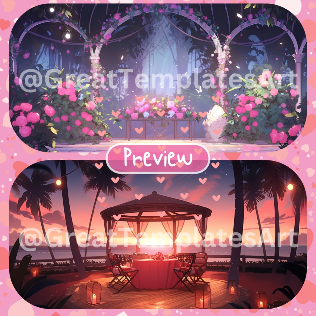 100x バレンタインデー VTuber 背景、twitch ストリーム背景、ストリーム アセット、Lofi 背景、ストリーム アセット、Twitch アセット、Vtuber Assets。