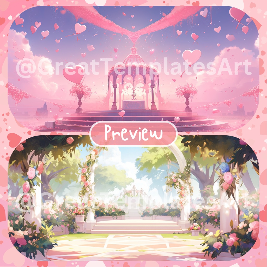 バレンタインデーのVTuber背景 100枚 バーチャル背景 ストリームアセット Lofi背景 オーバーレイアセット Twitch Vtuberストリームオーバーレイ