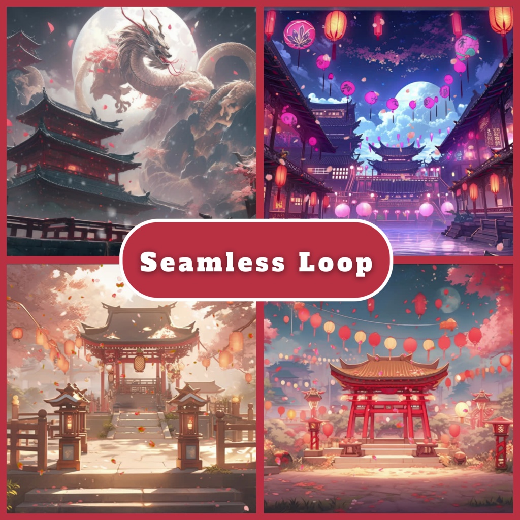 20x 旧正月アニメーション背景、Twitch ストリーミング背景、アセット、VTuber アニメーション背景、Twitch ゲーム背景ストリーム アセット。