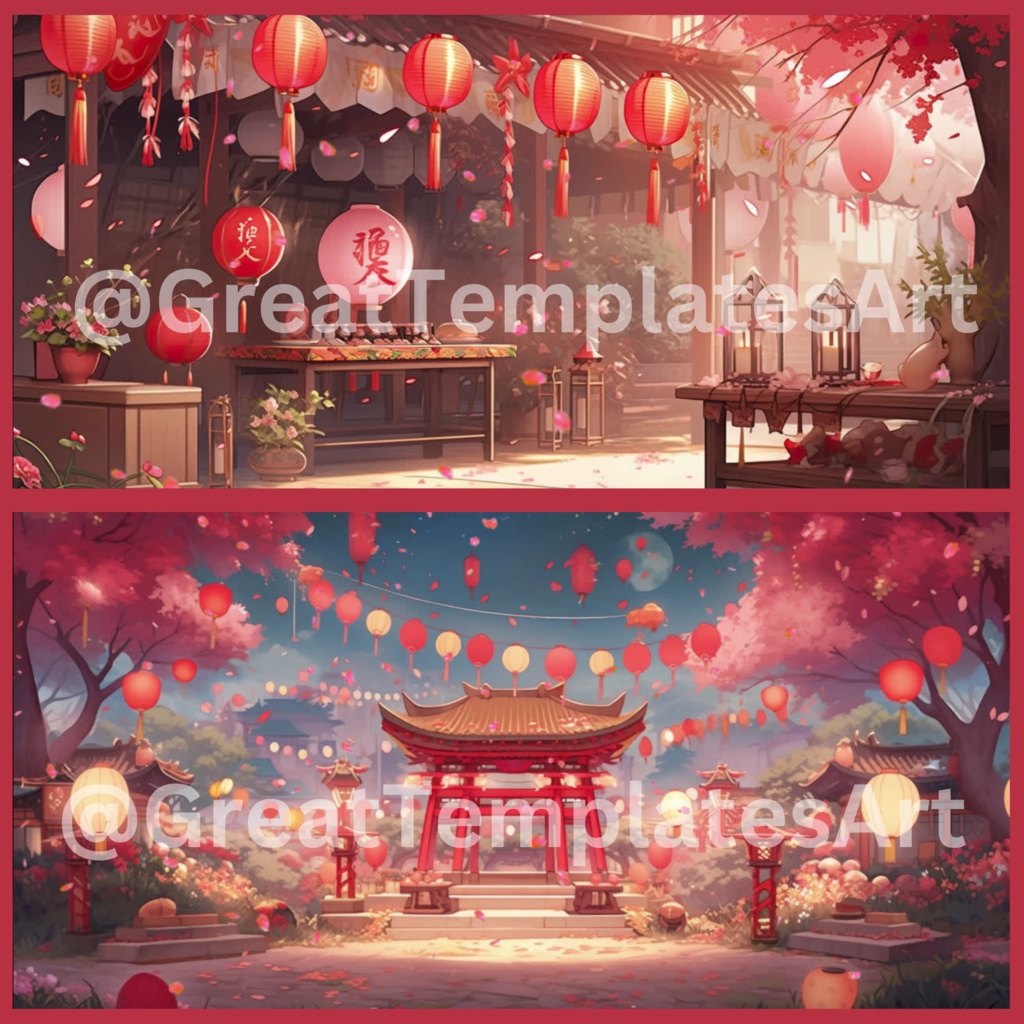 20x 旧正月アニメーション背景、Twitch ストリーミング背景、アセット、VTuber アニメーション背景、Twitch ゲーム背景ストリーム アセット。