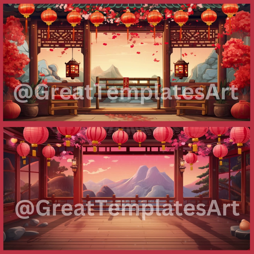 20x 旧正月アニメーション背景、Twitch ストリーミング背景、アセット、VTuber アニメーション背景、Twitch ゲーム背景ストリーム アセット。