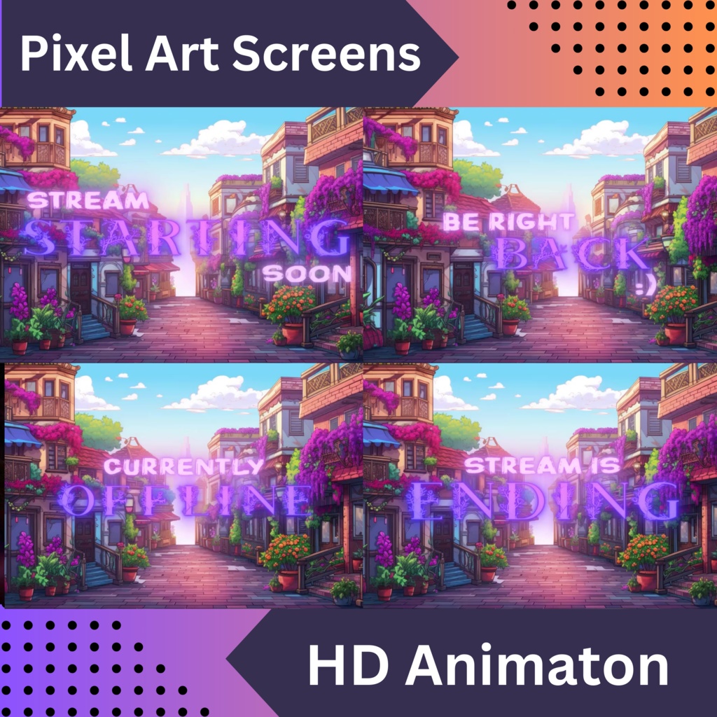 16x ピクセル化ホラーアニメーション Twitch 画面、Twitch ストリーミング背景、Vtuber アセット、ストリーム シート、Twitch アセット、