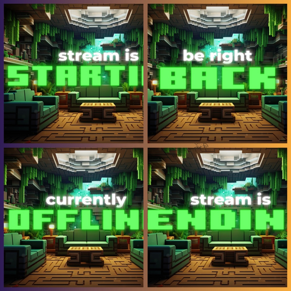 8x アニメーション Minecraft 背景、Twitch ストリーミング背景、Twitch アセット、オーバーレイ アニメーション、Vtuber アセット、ストリーム アセット。