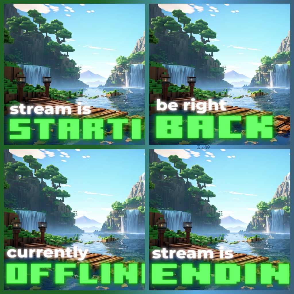 8x アニメーション Minecraft 背景、Twitch ストリーミング背景、Twitch アセット、オーバーレイ アニメーション、Vtuber アセット、ストリーム アセット。