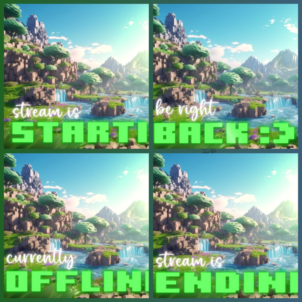 8x アニメーション Minecraft 背景、Twitch ストリーミング背景、Twitch アセット、オーバーレイ アニメーション、Vtuber アセット、ストリーム アセット。