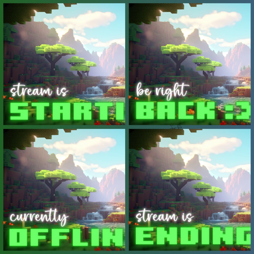 8x アニメーション Minecraft 背景、Twitch ストリーミング背景、Twitch アセット、オーバーレイ アニメーション、Vtuber アセット、ストリーム アセット。