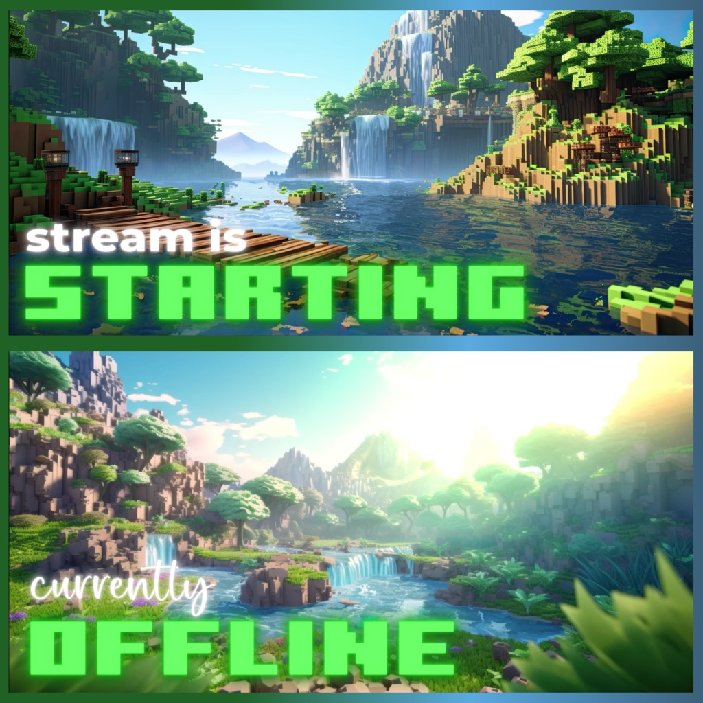 8x アニメーション Minecraft 背景、Twitch ストリーミング背景、Twitch アセット、オーバーレイ アニメーション、Vtuber アセット、ストリーム アセット。