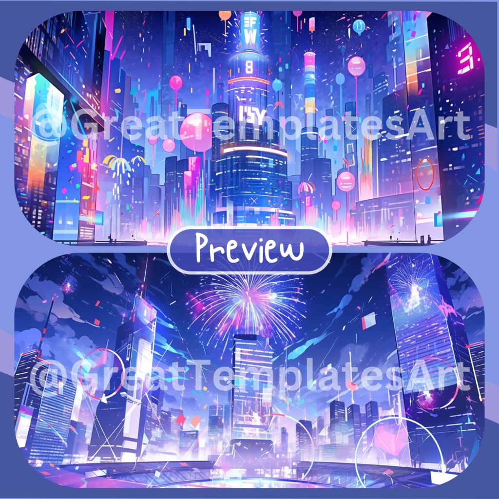 70x 新年 VTuber 背景、Twitch ストリーミング背景、ストリーム アセット、Lofi 背景、Twitch アセット、Vtuber アセット。