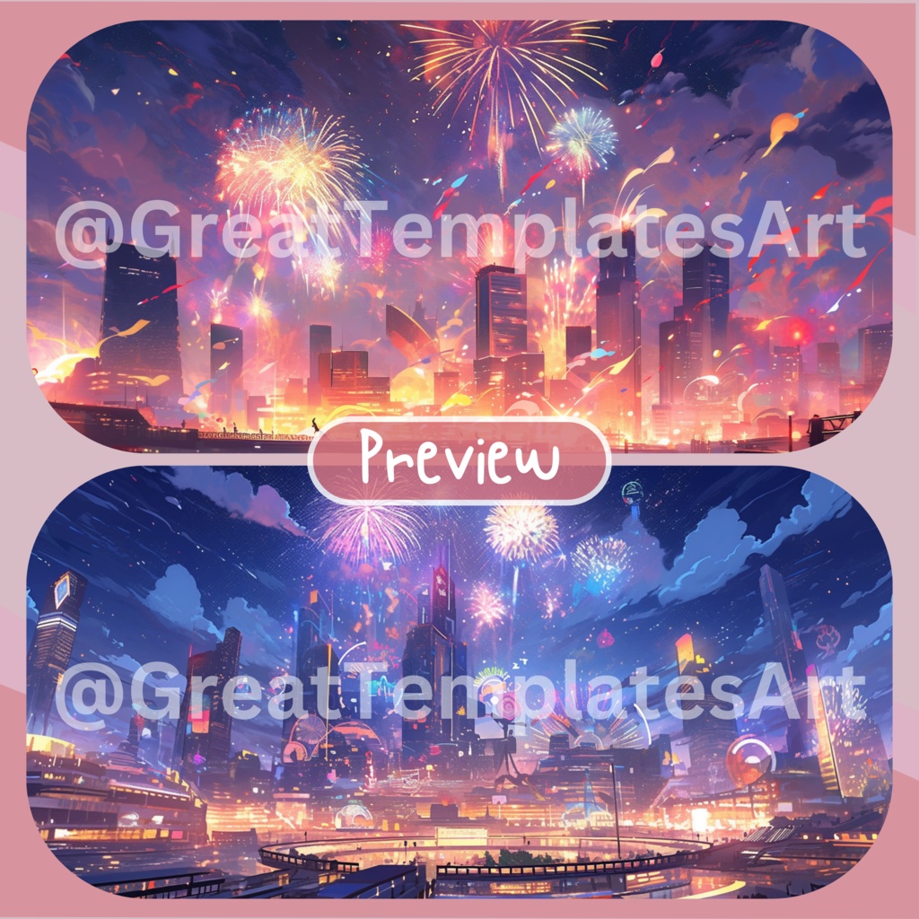 70x 新年 VTuber 背景、Twitch ストリーミング背景、ストリーム アセット、Lofi 背景、Twitch アセット、Vtuber アセット。