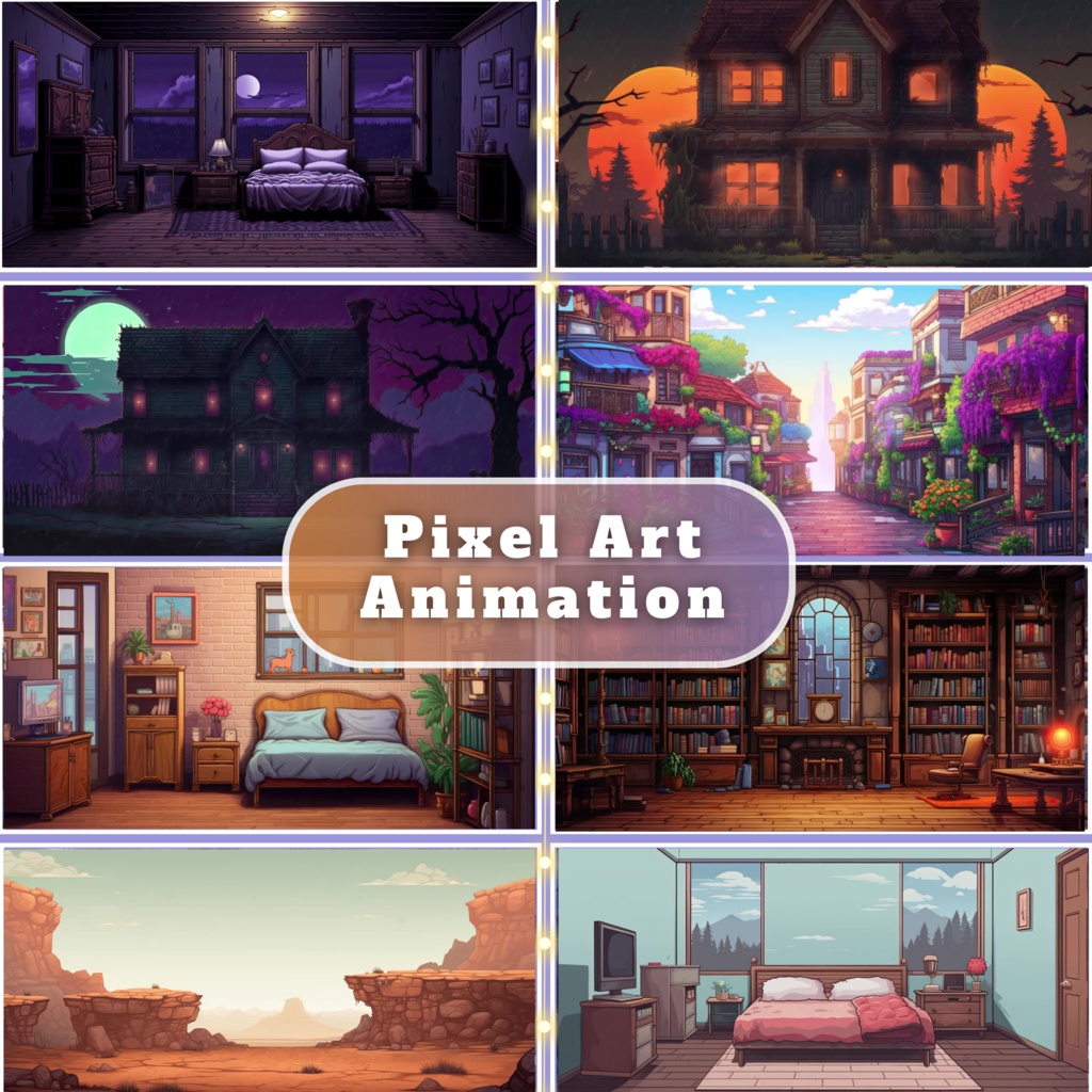 20x ゲーマーのアニメーション背景、ピクセル アート Twitch Minecraft のアニメーション背景、Twitch ストリーミング B 背景 VTuber アセット、ストリーム アセット。