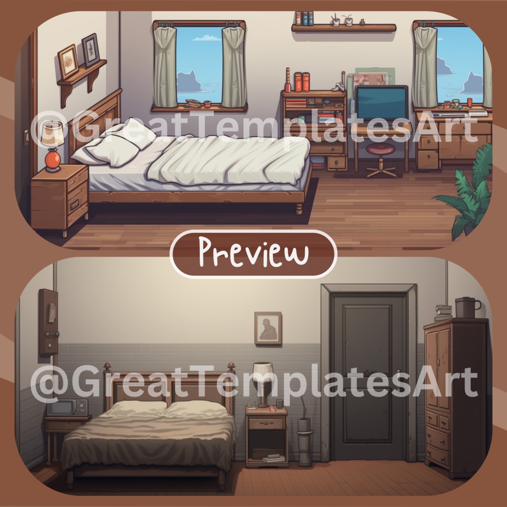 50x ピクセル アート VTuber 背景、Twitch ストリーミング背景、仮想背景、ストリーミング アセット、Twitch アセット、Vtuber アセット、