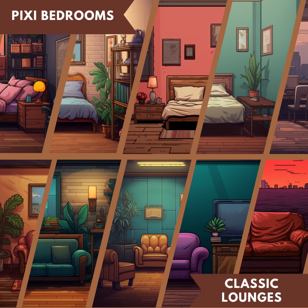 50x ピクセル アート VTuber 背景、Twitch ストリーミング背景、仮想背景、ストリーミング アセット、Twitch アセット、Vtuber アセット、