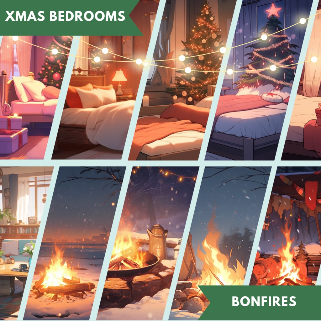 100x クリスマス VTuber 背景、twitch ストリーム背景、ストリーム アセット、Lofi 背景、Twitch アセット、ストリーム アセット、VTuber アセット。