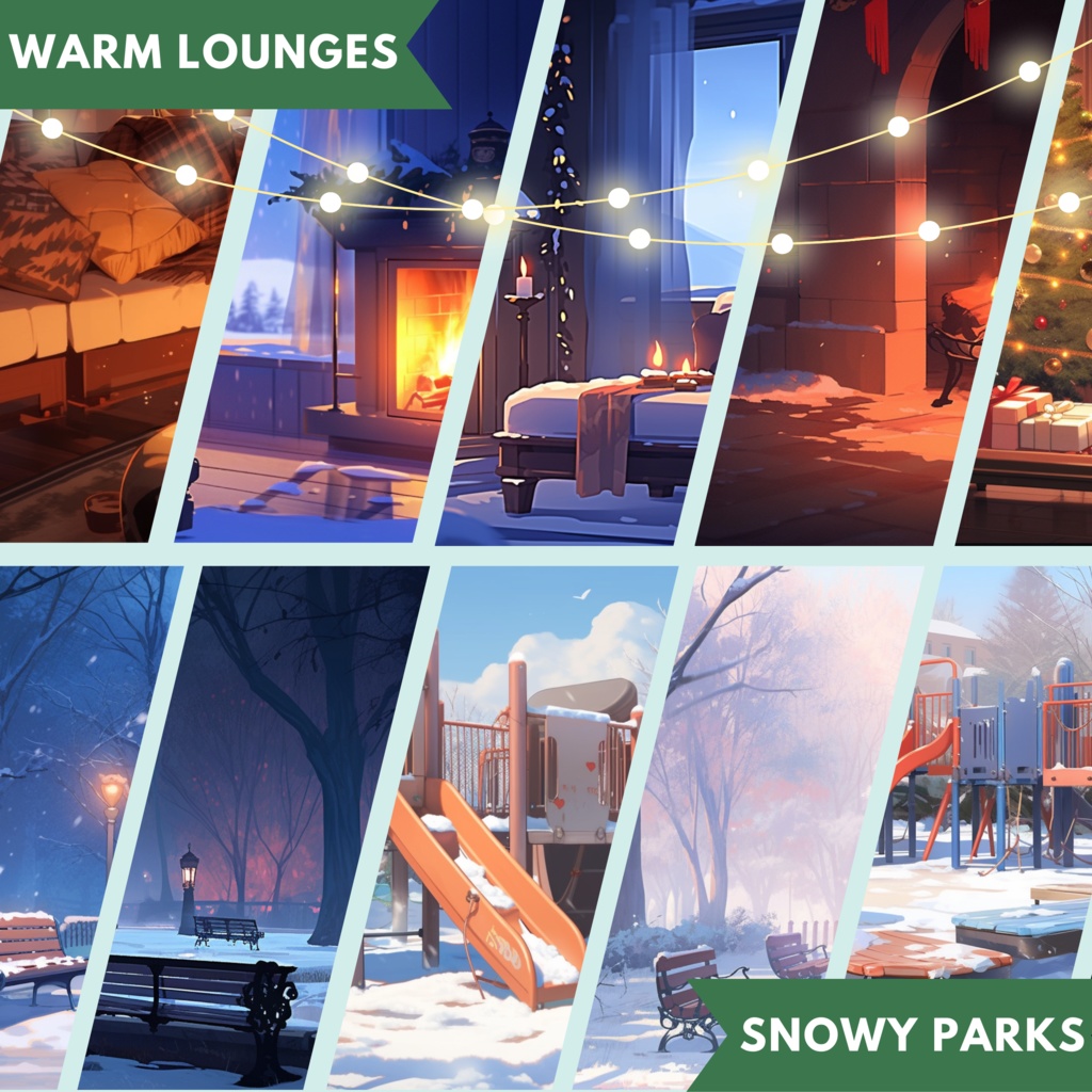 100x クリスマス VTuber 背景、twitch ストリーム背景、ストリーム アセット、Lofi 背景、Twitch アセット、ストリーム アセット、VTuber アセット。