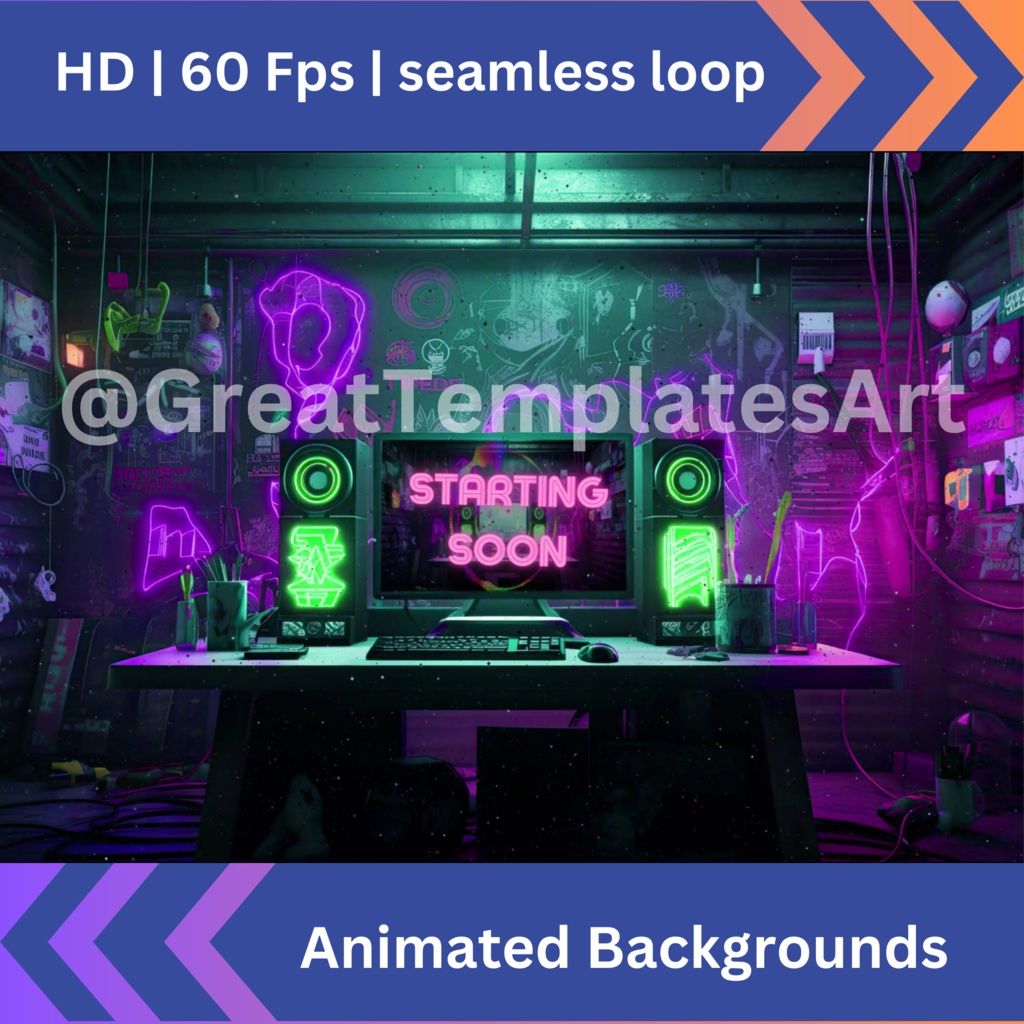 16x ネオン twitch スクリーン、アニメーション背景、twitch ストリーム アニメーション、Anime Lofi アニメーション、Twitch アニメーション、ストリーム アセット、VTuber アセット。