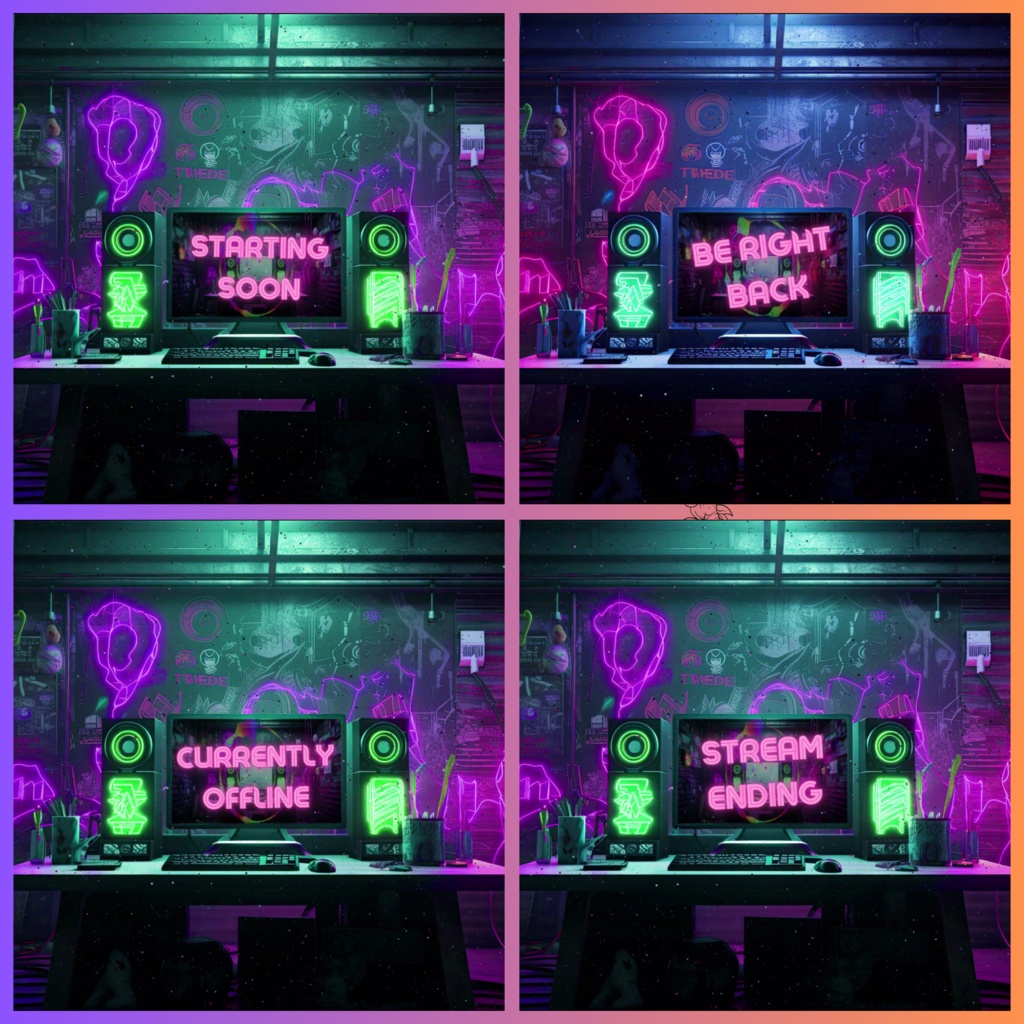 16x ネオン twitch スクリーン、アニメーション背景、twitch ストリーム アニメーション、Anime Lofi アニメーション、Twitch アニメーション、ストリーム アセット、VTuber アセット。