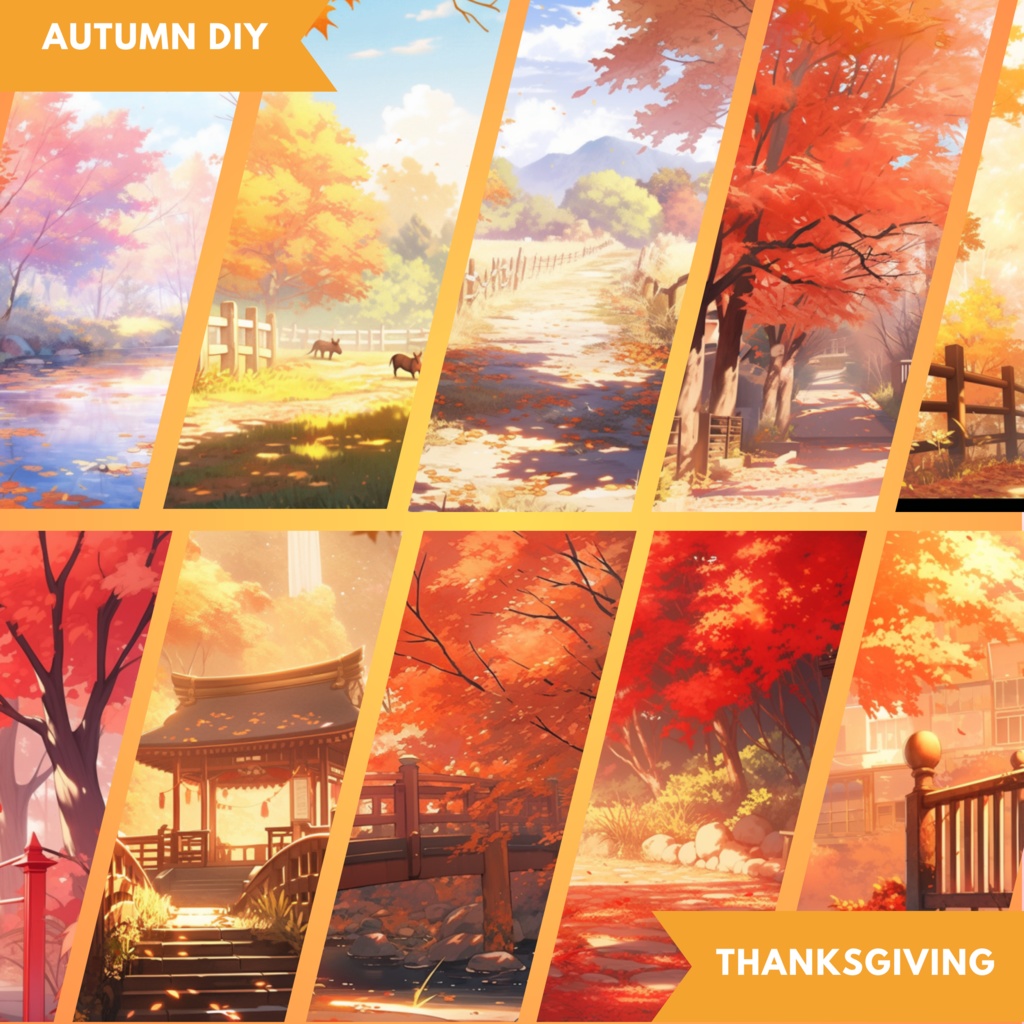 130x 感謝祭の背景、Twitch ストリーム パッケージ、VTuber 仮想背景、VTuber アセット、Twitch Autumn 背景、VTuber Lofi 背景、ストリーム アセット。