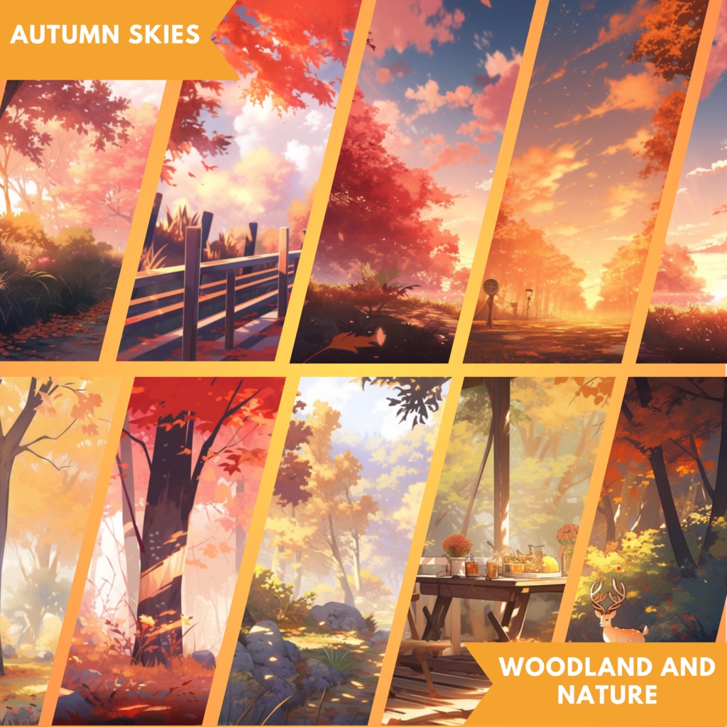 130x 感謝祭の背景、Twitch ストリーム パッケージ、VTuber 仮想背景、VTuber アセット、Twitch Autumn 背景、VTuber Lofi 背景、ストリーム アセット。